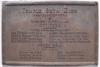 1949 Temple Beth Zion Building Plaque